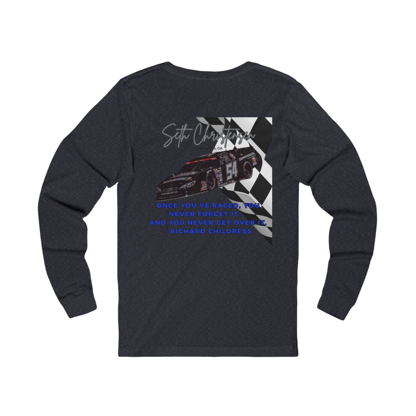#BlueLogo (Left) Motorsport Long Sleeve Tee - Racing Quote Shirt | Unisex Jersey Tee