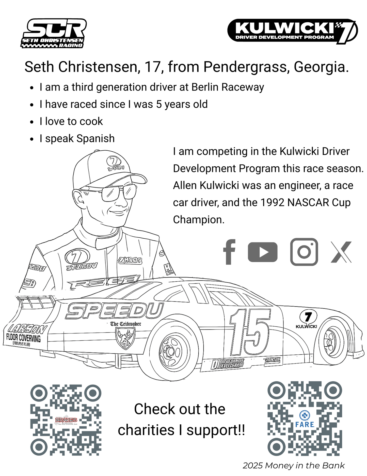 2025 SCR Money in the Bank 150 and Battle at Berlin 250 - Coloring Sheet